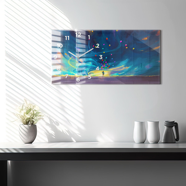 Horizontal wall clock Baby and balloons