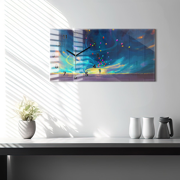 Horizontal wall clock Baby and balloons