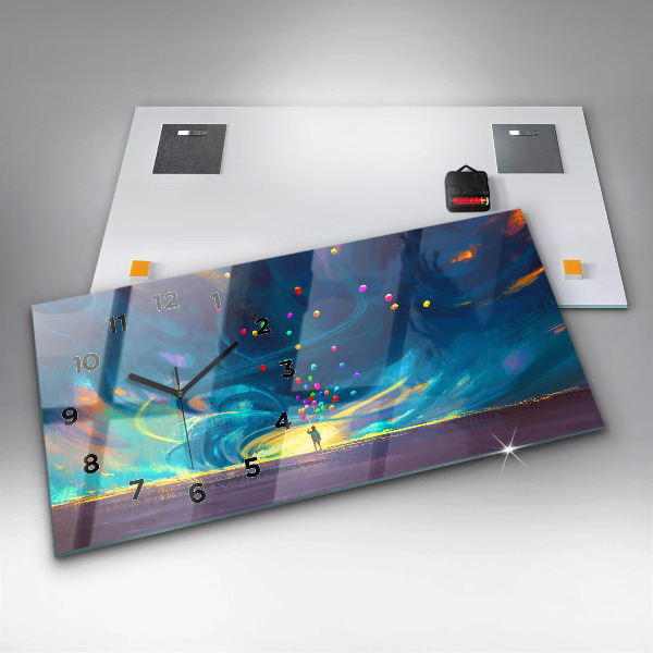 Horizontal wall clock Baby and balloons