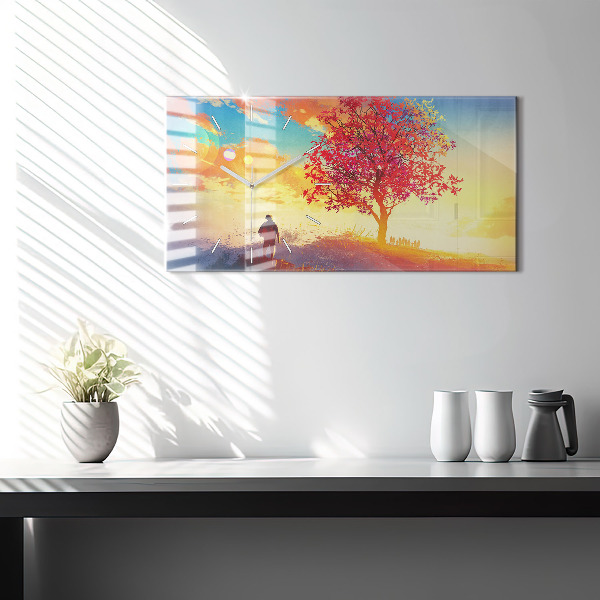 Horizontal wall clock Autumn Landscape
