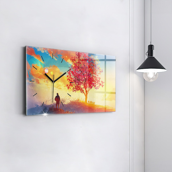 Horizontal wall clock Autumn Landscape