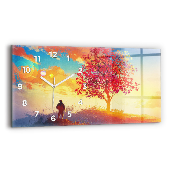 Horizontal wall clock Autumn Landscape