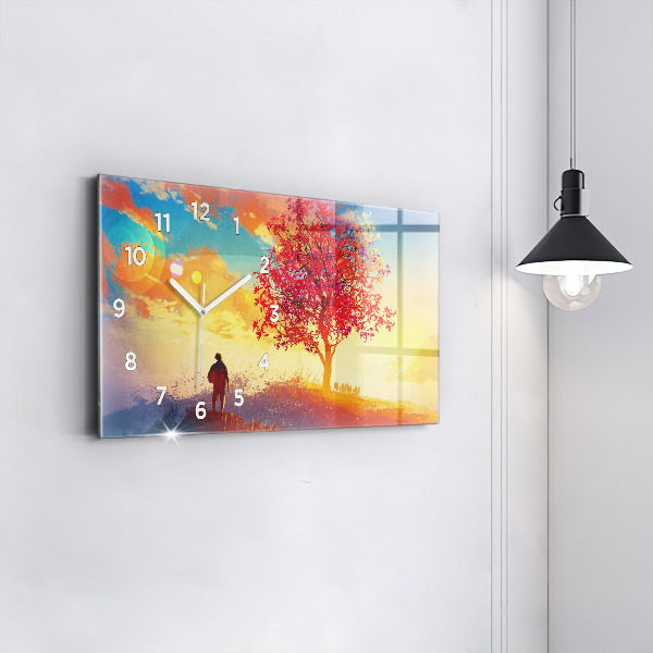Horizontal wall clock Autumn Landscape