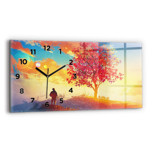 Horizontal wall clock Autumn Landscape