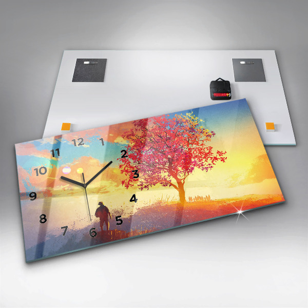 Horizontal wall clock Autumn Landscape
