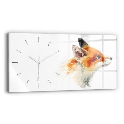 Horizontal wall clock Watercolor young fox