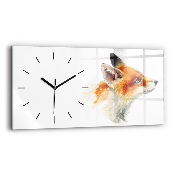 Horizontal wall clock Watercolor young fox