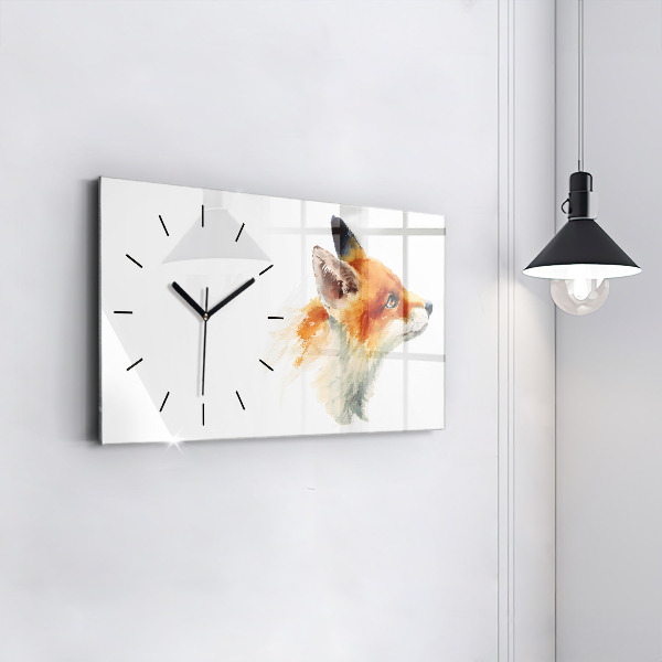 Horizontal wall clock Watercolor young fox