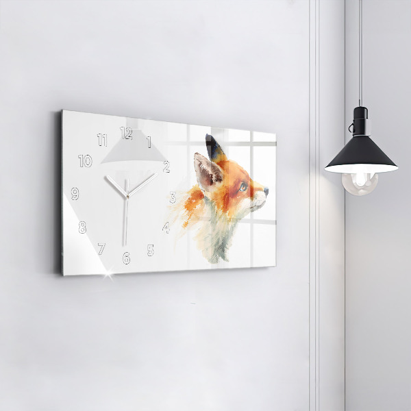 Horizontal wall clock Watercolor young fox