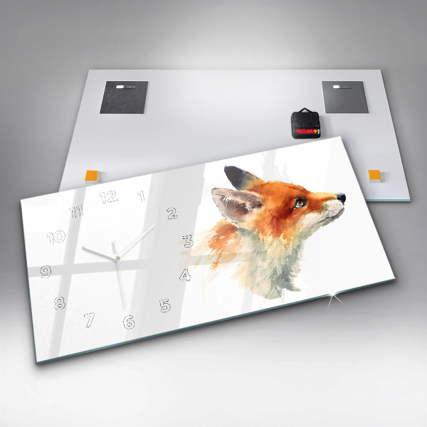 Horizontal wall clock Watercolor young fox