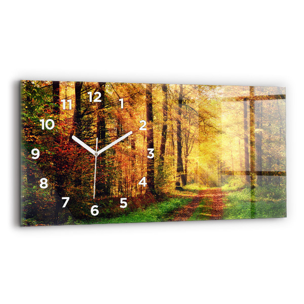 Horizontal wall clock Autumn forest scenery