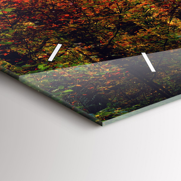 Horizontal wall clock Autumn forest scenery