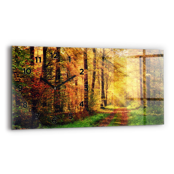 Horizontal wall clock Autumn forest scenery