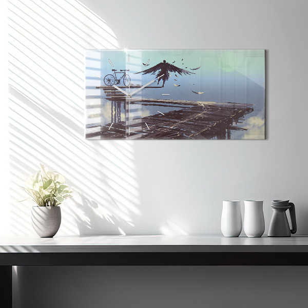 Horizontal wall clock Angel Bike