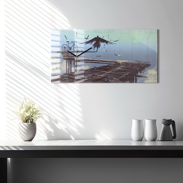 Horizontal wall clock Angel Bike