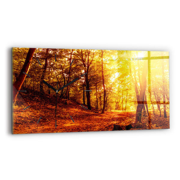 Horizontal wall clock Forest landscape in the sun