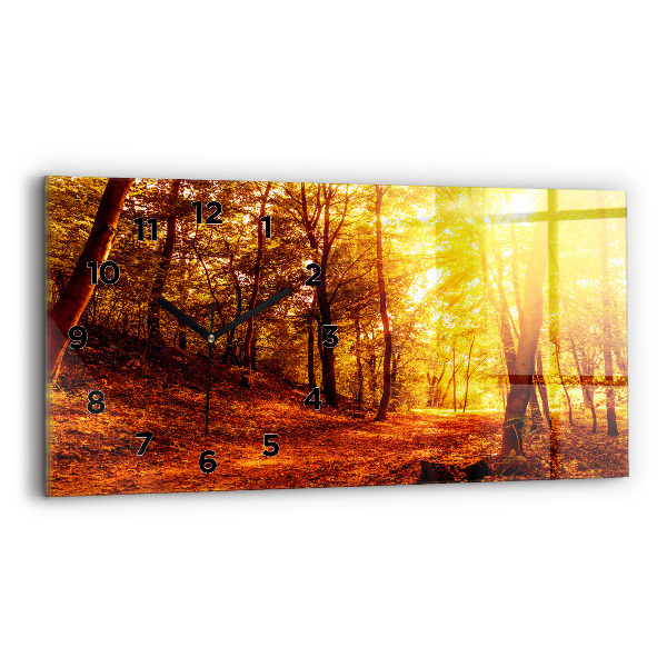 Horizontal wall clock Forest landscape in the sun