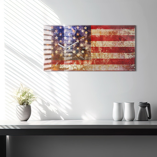 Horizontal wall clock Vintage USA Flag