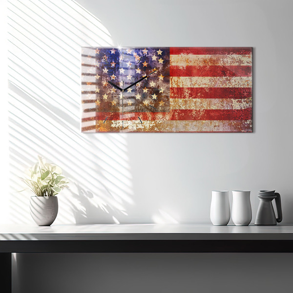 Horizontal wall clock Vintage USA Flag
