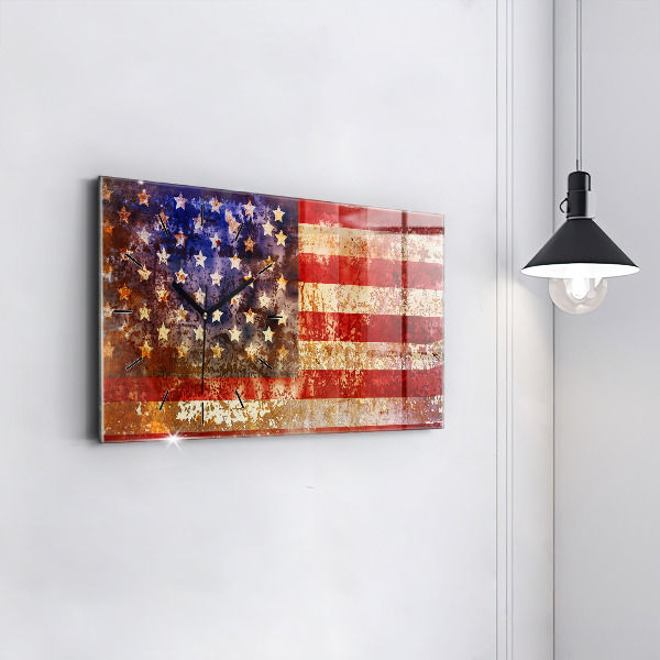 Horizontal wall clock Vintage USA Flag