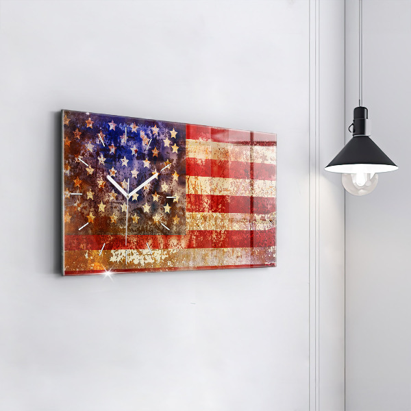 Horizontal wall clock Vintage USA Flag
