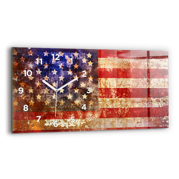 Horizontal wall clock Vintage USA Flag