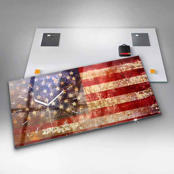 Horizontal wall clock Vintage USA Flag