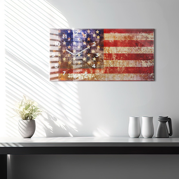 Horizontal wall clock Vintage USA Flag