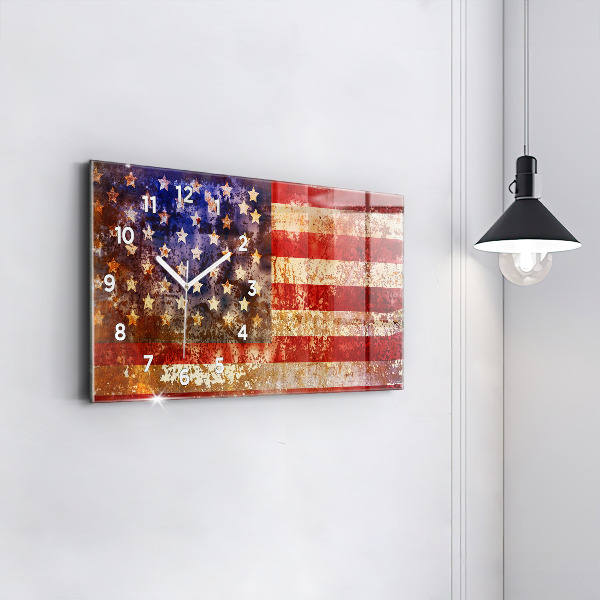 Horizontal wall clock Vintage USA Flag