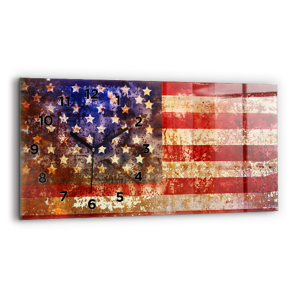 Horizontal wall clock Vintage USA Flag
