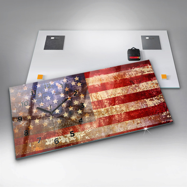 Horizontal wall clock Vintage USA Flag