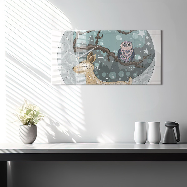Horizontal wall clock Nocturnal animals Moon