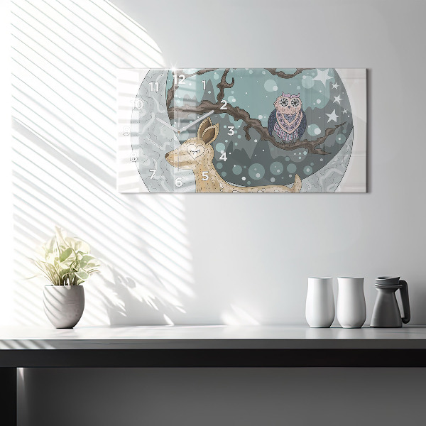 Horizontal wall clock Nocturnal animals Moon