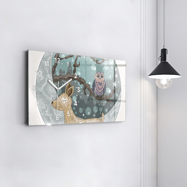 Horizontal wall clock Nocturnal animals Moon