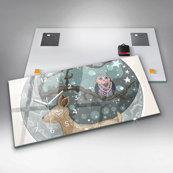 Horizontal wall clock Nocturnal animals Moon