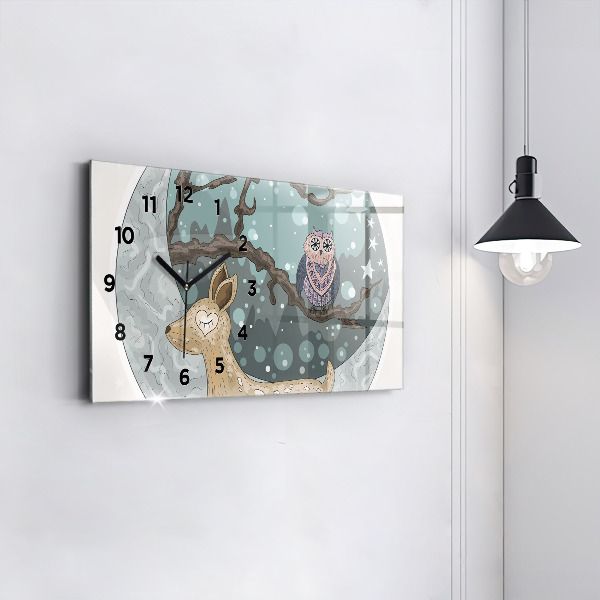 Horizontal wall clock Nocturnal animals Moon