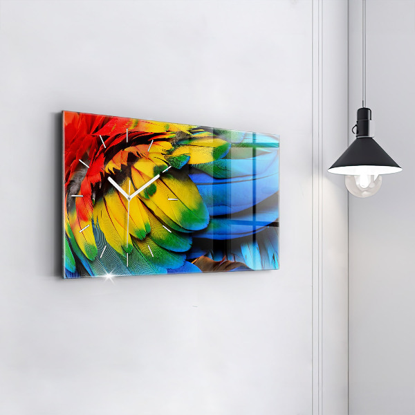 Horizontal wall clock Macaw Bird Colorful Wings