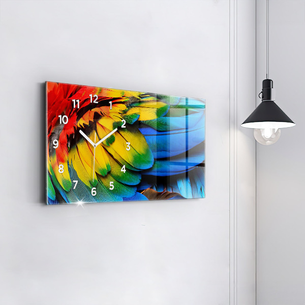 Horizontal wall clock Macaw Bird Colorful Wings