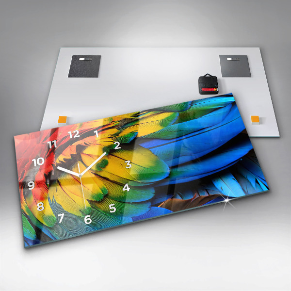 Horizontal wall clock Macaw Bird Colorful Wings
