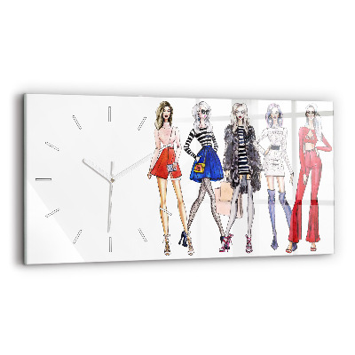 Horizontal wall clock Fashionable girls