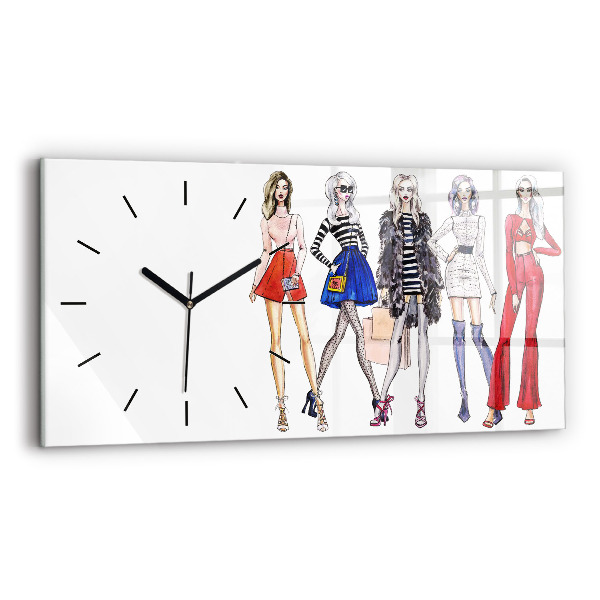 Horizontal wall clock Fashionable girls