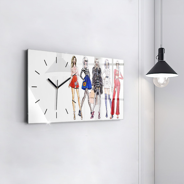 Horizontal wall clock Fashionable girls