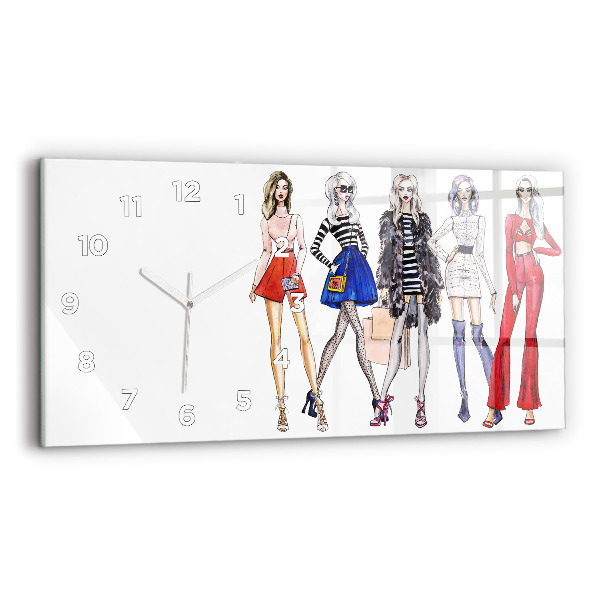 Horizontal wall clock Fashionable girls