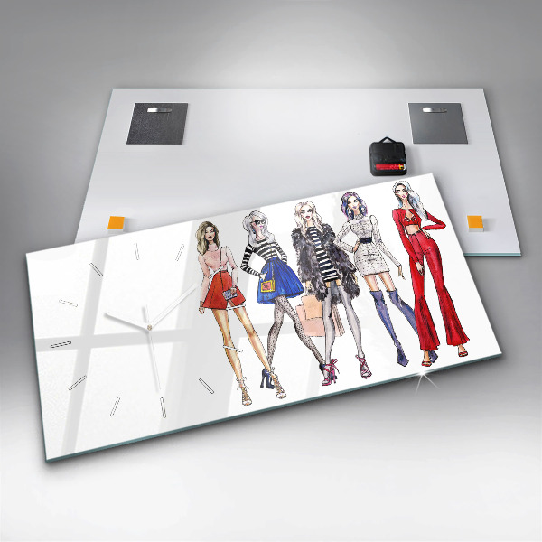 Horizontal wall clock Fashionable girls