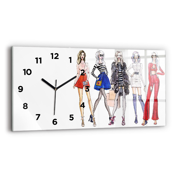 Horizontal wall clock Fashionable girls