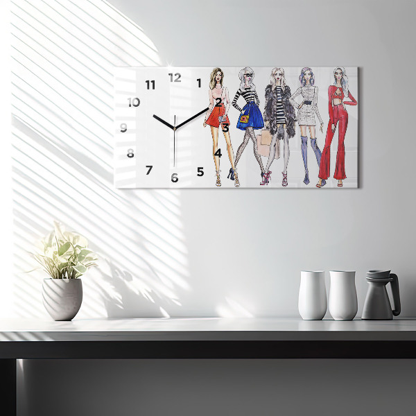 Horizontal wall clock Fashionable girls
