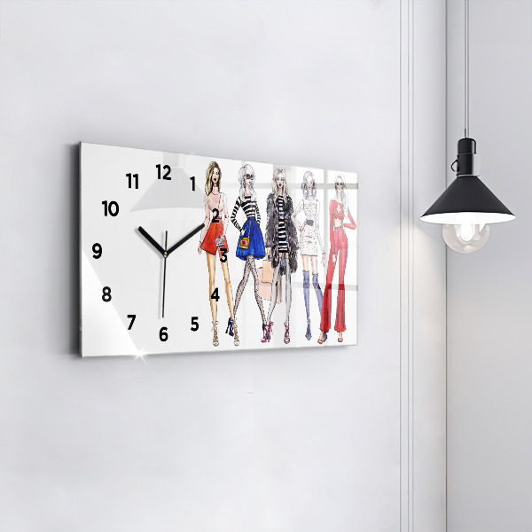 Horizontal wall clock Fashionable girls