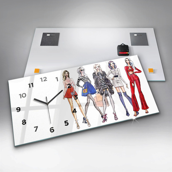 Horizontal wall clock Fashionable girls