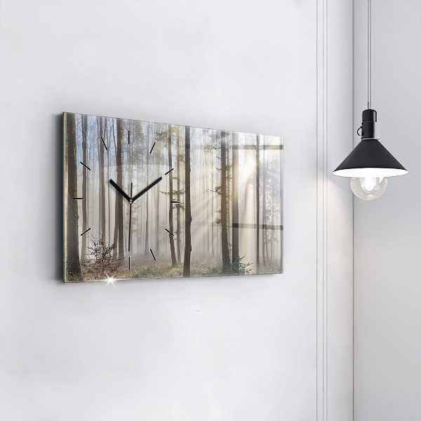 Horizontal wall clock Forest in the fog