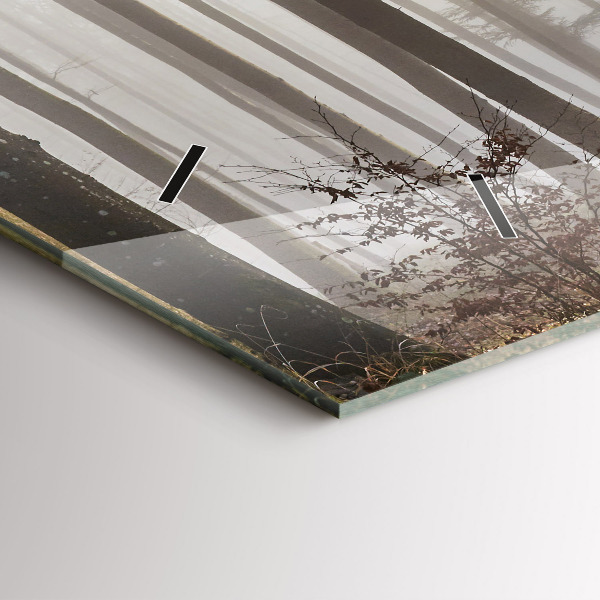 Horizontal wall clock Forest in the fog